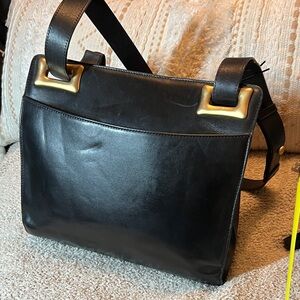 Vintage Céline Black Leather Structured Shoulder Bag (P/04, 2004)
